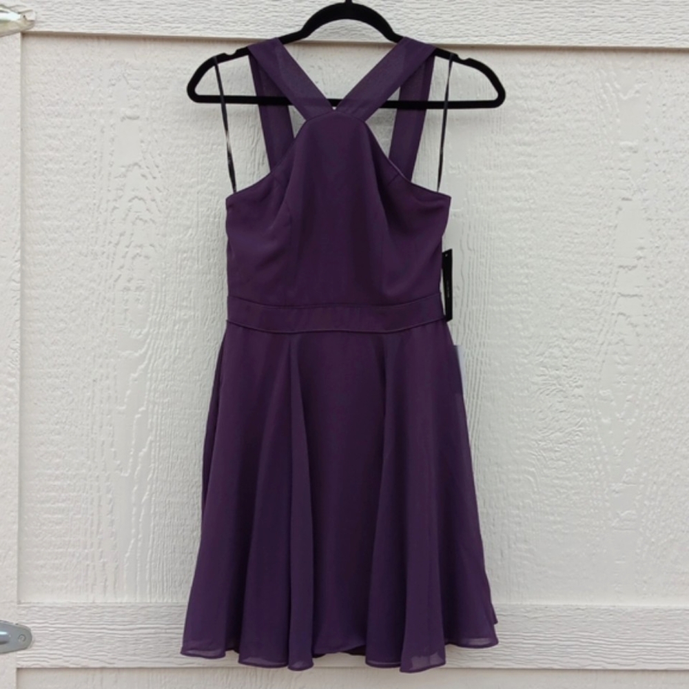 New Lulus Forevermore Purple Halter Skate Mini Dress Womens Sz Small